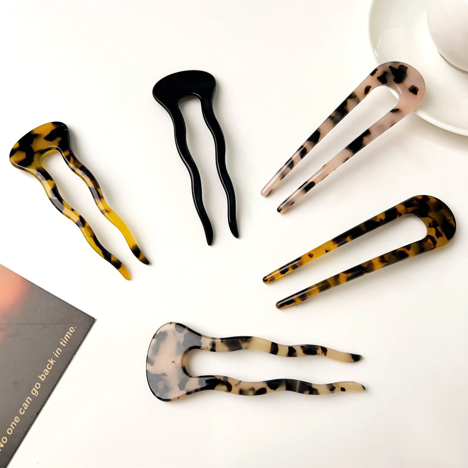 Ins High-end U-shape Acetic Acid Hairpin Korean Simple Ball Head Disc Hair Hairpin Antique Elegant Hair Accessories for Women