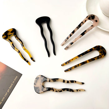 Ins High-end U-shape Acetic Acid Hairpin Korean Simple Ball Head Disc Hair Hairpin Antique Elegant Hair Accessories for Women