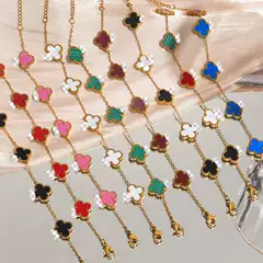 Four-Leaf Clover Bracelet European and American Wholesale Jewelry Accessories Beginner Jewelry Women's Hand Jewelry Light Luxury Hot-Selling 18K Stainless Steel