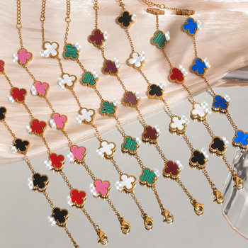 Cross-Border Four-Leaf Clover Bracelet, Light Luxury and High-End, Popular Women's Wholesale Jewelry Accessories, Novice Jewelry, Women's European and American Hand Jewelry