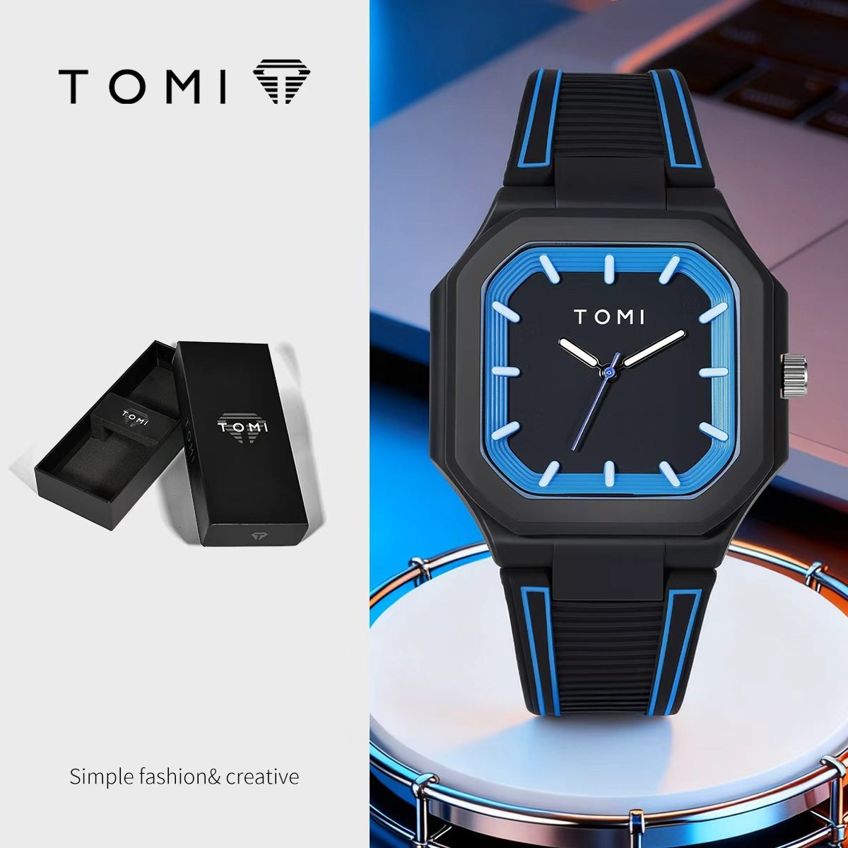 Tomi Cross-Border Nautilus Silicone Watch Square Men's and Women's Personalized Large Dial Silicone Watch Wholesale