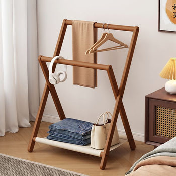 Clothes Hanger Floor-Standing Vertical Bedside Clothes Hanger Folding Floor-Standing Bedroom Clothes Storage Bedside Lazy Coat Rack