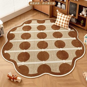 Maillard Brown Polka Dot Round Study Room Reading Sofa Carpet American Style Bedroom Floor Bedside Belgium