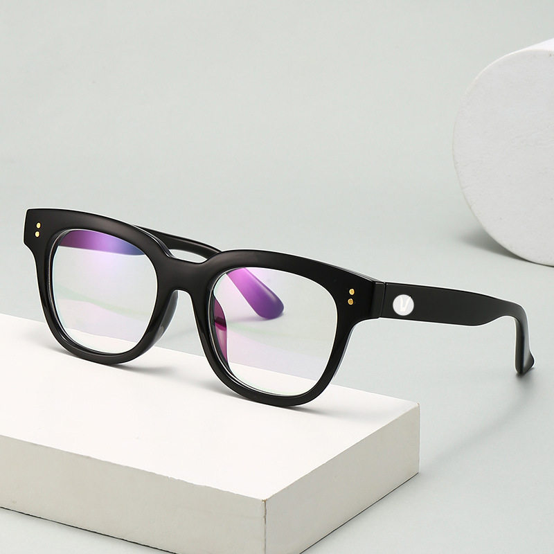 Thick Frame Black Glasses Frame Fashionable Anti-Blue Light Frame Tr90 Ultra-Light Can Be Equipped with Myopia Plain Elephant Gray