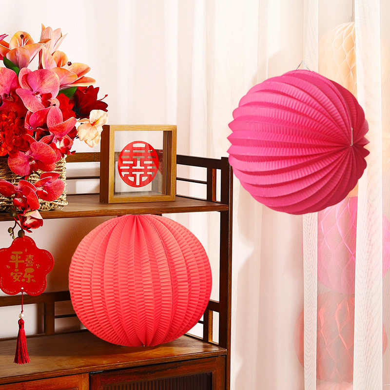 Background Wall Decoration Watermelon Ball Paper Lantern Ceiling Decoration Engagement Arrangement Wedding Supplies Watermelon Wedding Room Lantern