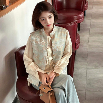 Autumn and Winter New Reversible New Chinese Style Vest for Women, Retro Waistcoat, Fashionable and Versatile Loose Women's Vest