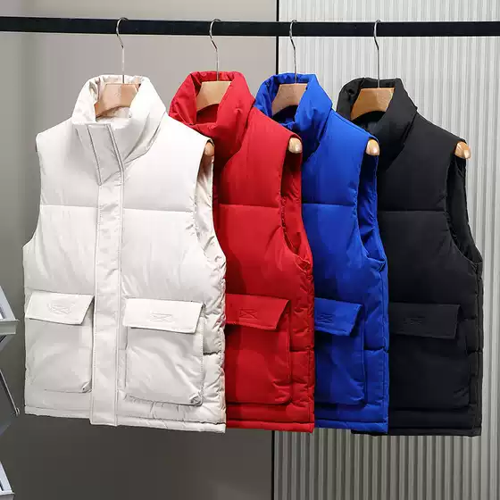 Cross-border cotton vest men's new autumn and winter lightweight warm stand collar cotton vest loose waistcoat thick coat H828