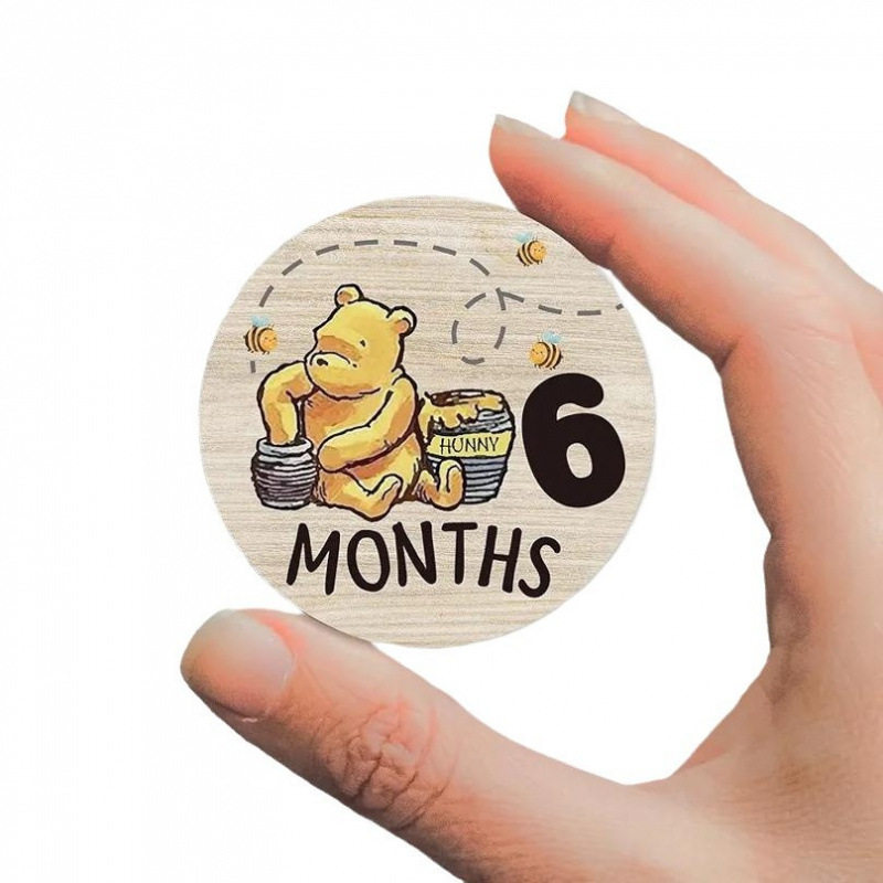 Foreign Trade Hot-Selling Round Wooden Milestone Card Baby Photography Gift Commemorative Card Month Card Photography Milestone