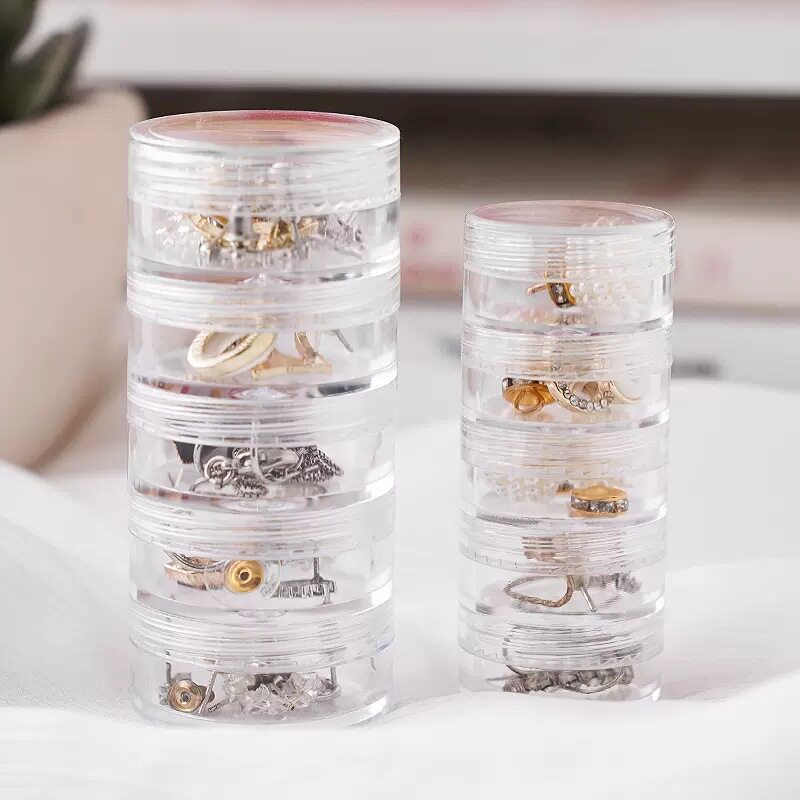 Exquisite Superposition Jewelry Storage Box Multi-Layer Ring Necklace Earrings Portable Transparent Jewelry Box Nail Art Finishing Box