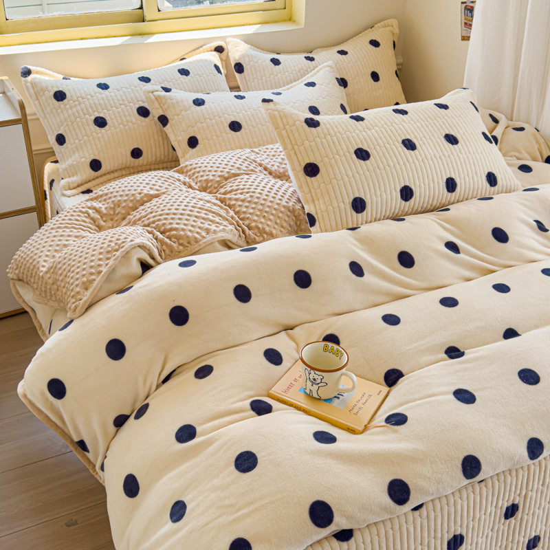 2025 New A-Grade Milk Velvet Four-Piece Bedding Set, Thickened and Warm Blanket, Bed Sheet, Duvet Cover, Bedding