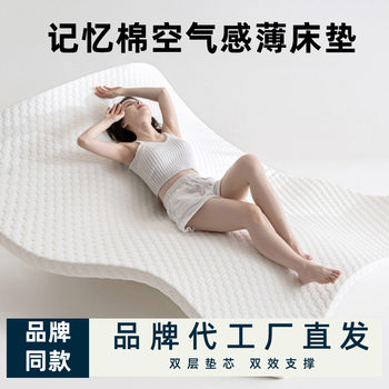 Memory Foam Mattress Double-Layer Thin Mattress Pad Single Tatami Mat with Spine Support
