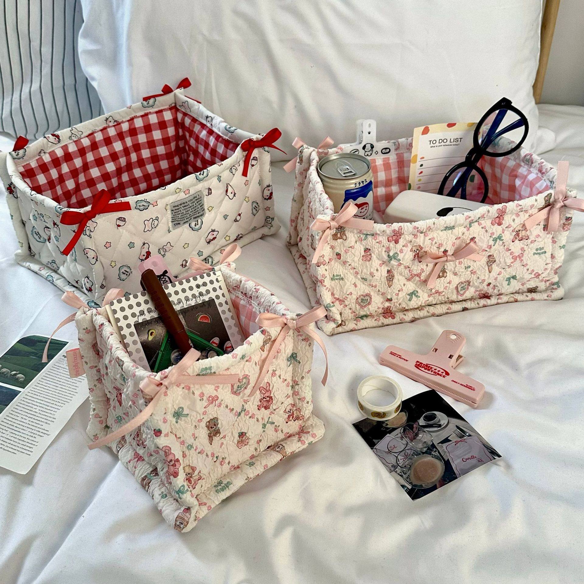 ins可爱桌面收纳筐颜值零食杂物收纳篮收纳盒化妆护肤品整理袋,淘宝优惠券,粉丝福利购,淘宝优惠卷