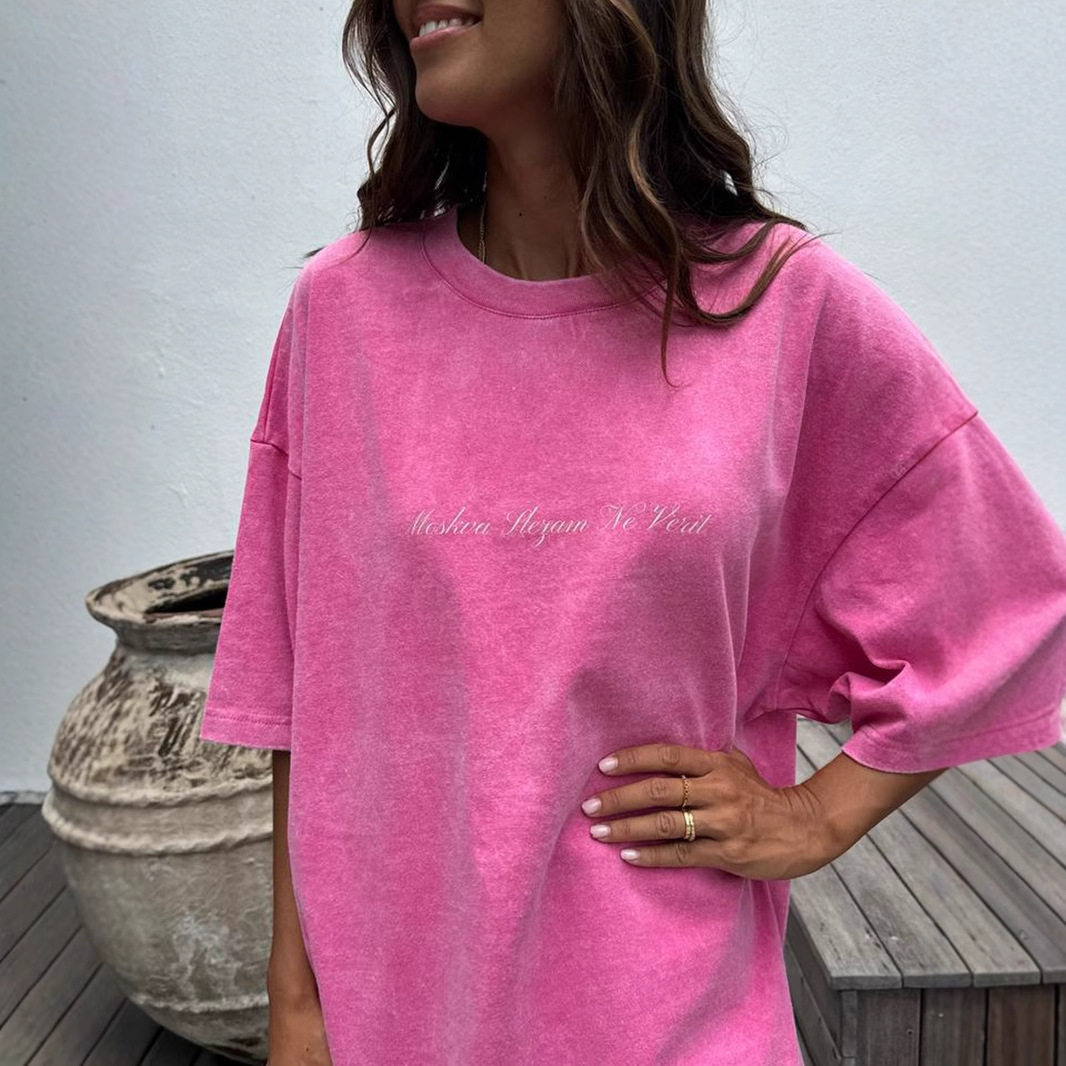 Loose Fit Korean Style Short Sleeve T Shirt for Women Vintage Wash Design Casual Summer Top Wholesale Available