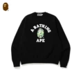 [pure cotton round neck sweatshirt] w108 black green