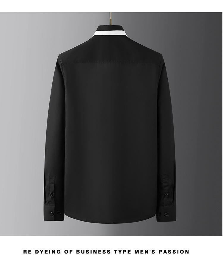 Áo sơ mi nam dài tay dáng ôm phối dây vải và túi trang trí — Màu đen, Màu trắng