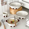 Especially Beautiful Double-Eared Bowl, Cute Instant Noodle Bowl with Handle, Dessert Yogurt Bowl, Ceramic Kidsren's Food Supplement Bowl, Soup Bowl