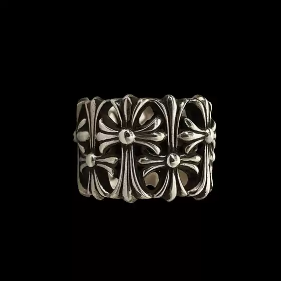 sterling silver s925 Croatia Tomb Funeral Cross Ring Male and Female Couple same style Old Retro Hip Hop Domineering Wholesale