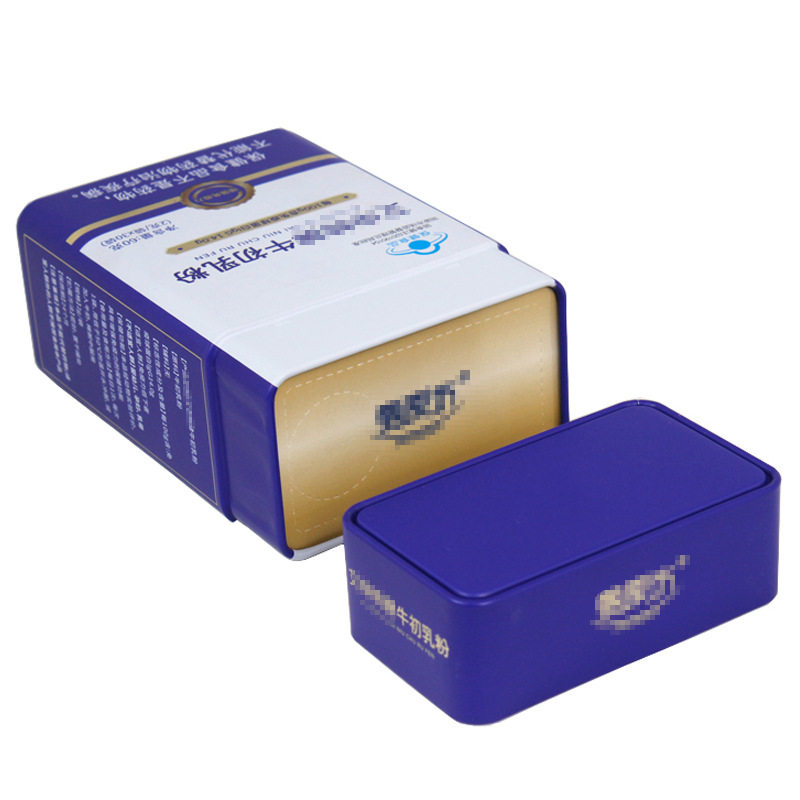 Factory Processing Health Food Tin Box Solid Beverage Tin Can Custom Rectangular Bovine Colostrum Powder Tin Box Packaging Box