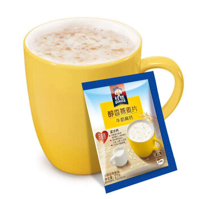 Quaker Milk High Calcium Mellow Oatmeal 540g Individually Packed Ready-to-eat Nutritious and Healthy Breakfast Meal Replacement Food