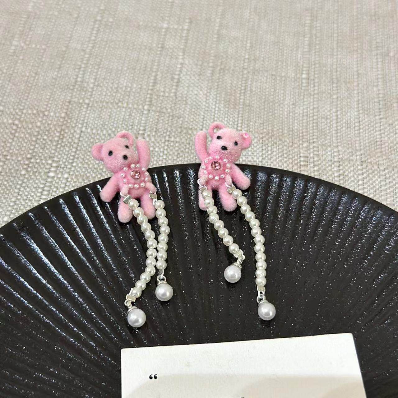 Cスタイル ピンクベアパールイヤリング