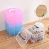 Storage Box Plastic Satchel Detachable Jewelry Storage Box Three-Layer Detachable Transparent Cosmetics Storage Box Wholesale