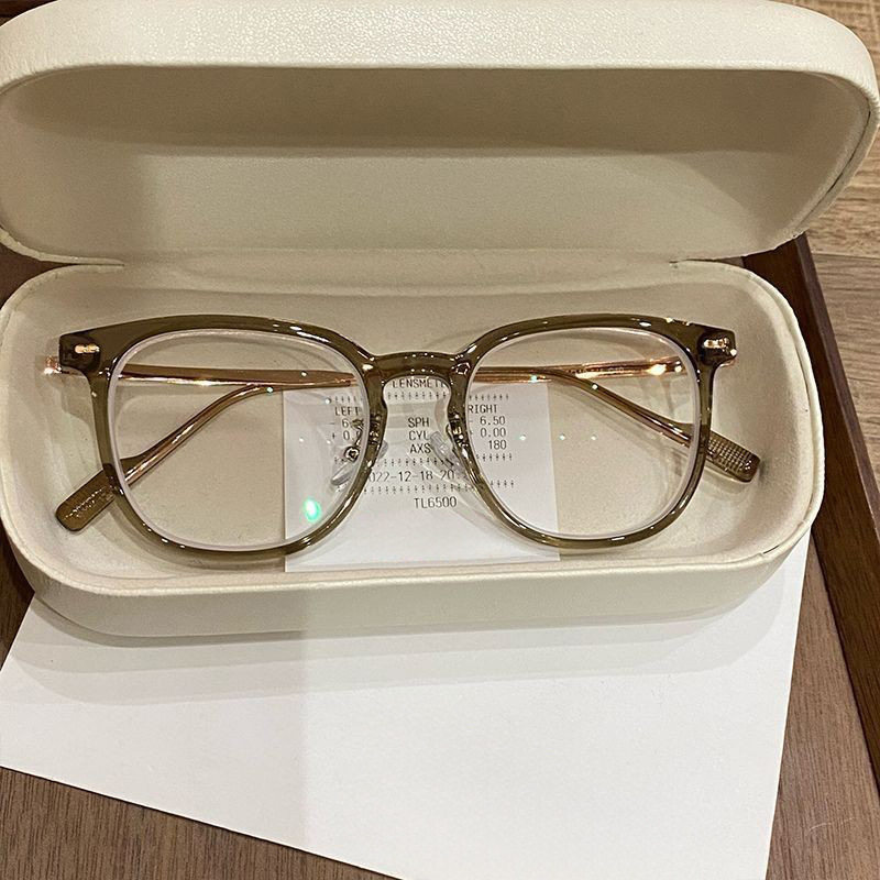 Little Red Book with Cold Tea Pigment Yan Flat Glasses Fashionable Lightweight Anti-blue Glasses Retro Round Glasses Frame for Women