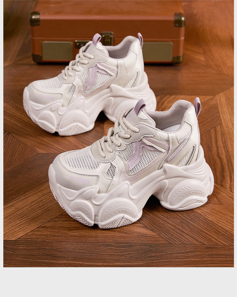 Giày sneaker nữ chạy bộ mesh thoáng đế dày êm ái — Trắng, Cam, Xám chi tiết 20