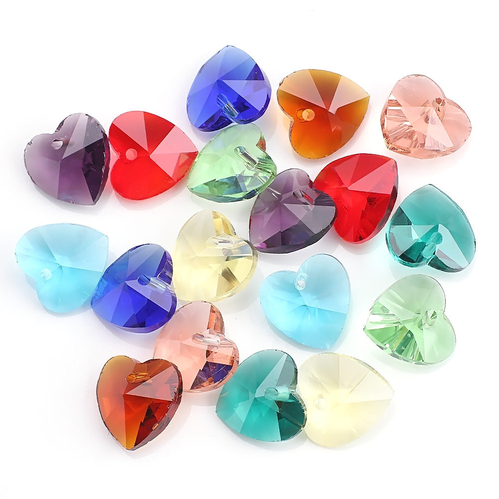 10mm Crystal Glass Heart-Shaped Jewelry Small Pendant Earrings Accessories Fashion Accessories DIY Handmade Materials