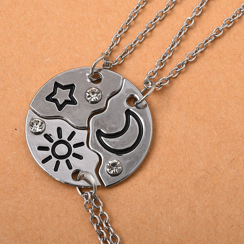 欧美饰品 BEST FRIENDS心型方块吊坠 闺蜜吊坠心形项链