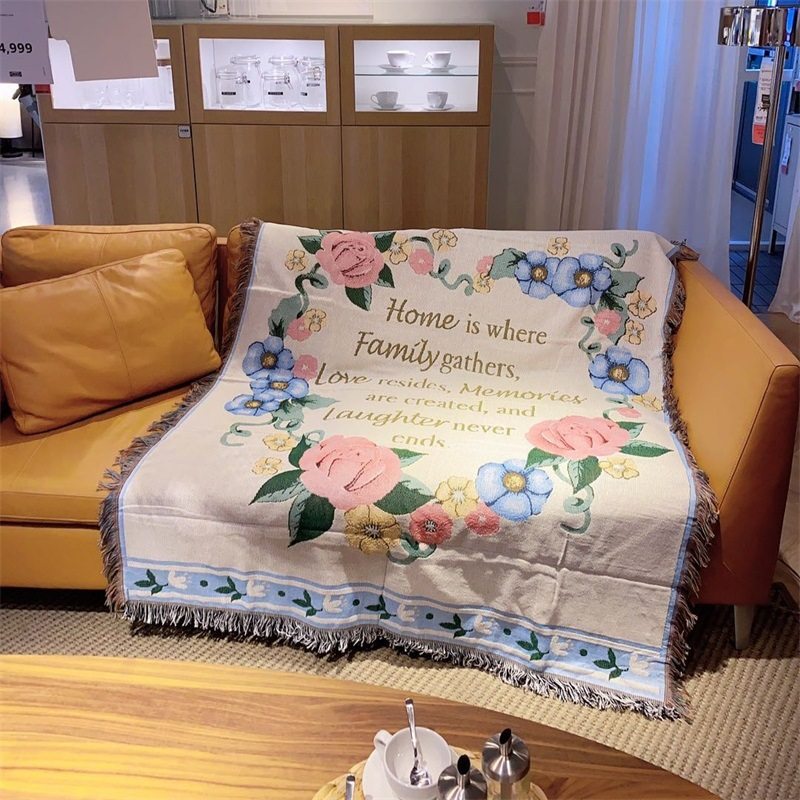 Cross-Border American Country Retro Thread Blanket Sofa Towel Full Cover Cloth Four-Season Decorative Cloth Cover Sofa Cushion Cover Blanket
