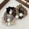 Pearl Plush Curly Hair Tie, Versatile High-Elastic Fabric Hair Band for Women, Bun Maker, Elegant Hair Tie, Fluffy
