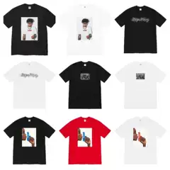 Cross-Border Street Supreme American Fashion Brand Box Short-Sleeved Milan Cross Classic Letter T-Shirt Loose for Men and Women