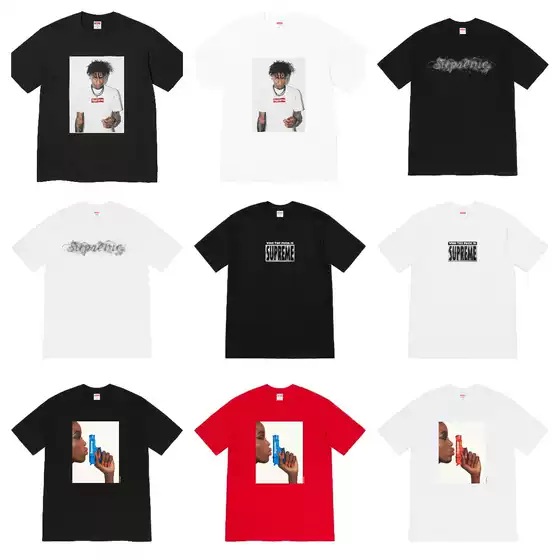 Cross-Border Street Supreme American Fashion Brand Box Short-Sleeved Milan Cross Classic Letter T-Shirt Loose for Men and Women