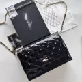 Patent leather gold buckle black