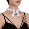 Bow Lace Bell Necklace choker Collarbone Neck Accessories Soft Girl Neck Strap cos Maid Collar