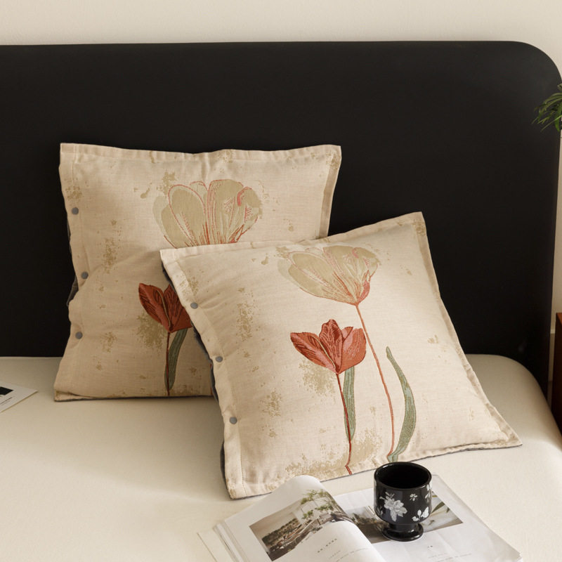 Cross-Border Cotton Gauze Pillow Cushion Removable and Washable Waist Pillow Living Room Bedroom Pure Cotton Square Pillowcase Foreign Trade E-Commerce Wholesale