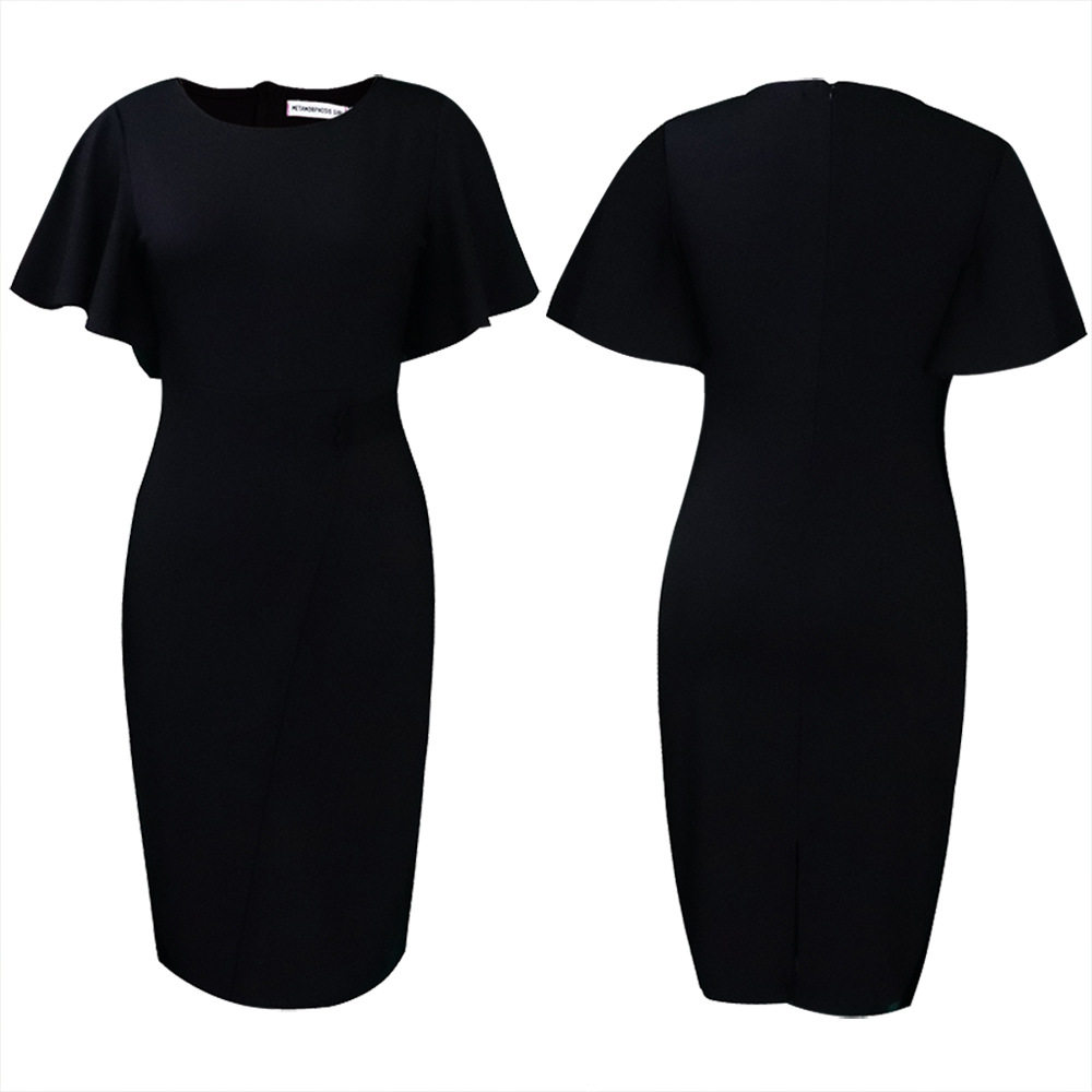 Plus Size Womens Dress Ruffle Sleeve Fashionable Split Hem Summer Style Perfect for Casual or Formal Occasions OEM
