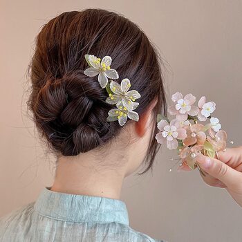 National style flower hair comb lily orchid hair hairpin antique Chinese clothing step shake headwear super fairy U-shaped ball head plate hair clasp