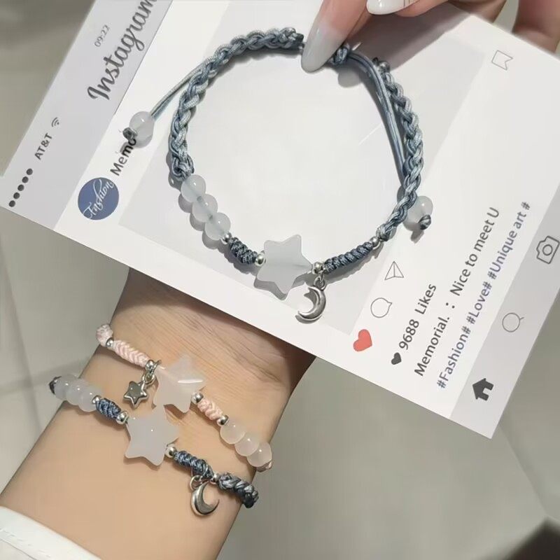 Chinese Style Star Woven All-match Bracelet for Women Ins Niche Simple Girlfriend Hand Rope Super Fairy Couple Gift for Girlfriend