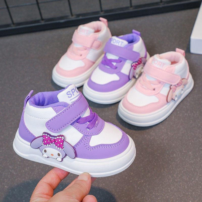 Baby Toddler Shoes Mid-top Board Shoes Breathable Wear-resistant Girls' sneaker Children's Casual Shoes Cartoon Flat Shoes Children's Shoes