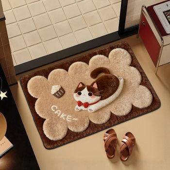 Cartoon Cute Little Sheep Floor Mat for Home Entry, Easy to Clean and Stain-Resistant Entrance Door Mat, Bathroom Water-Absorbent Non-Slip Foot Mat