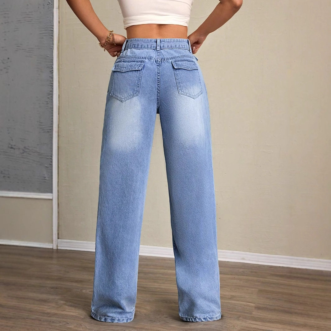 High Waisted Loose Fit Wide Leg Jeans Comfortable Denim Casual Style Versatile for Everyday Wear Wholesale Available