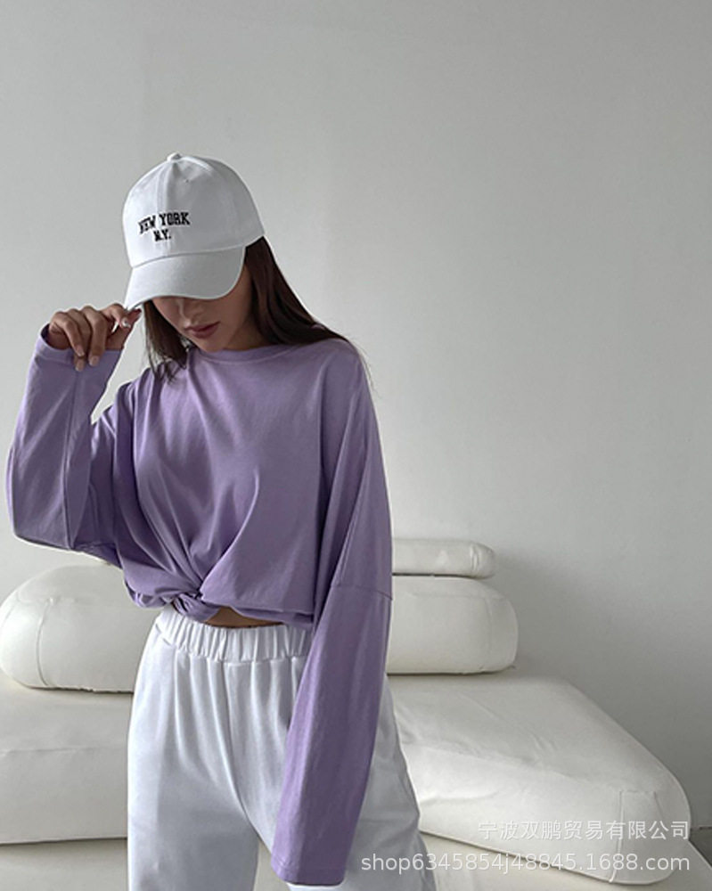 Womens Long Sleeve T Shirt Solid Color Oversized Fit 100 Cotton Casual Everyday Wear Wholesale Available
