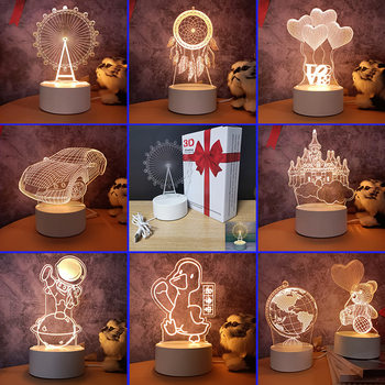 3D Night Light Wholesale Creative USB Plug-In Warm Light Bedside Lamp New and Unique Engraving Logo Event Practical Gift