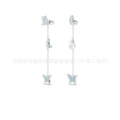 Tassel butterfly white gold blue diamond stud earrings
