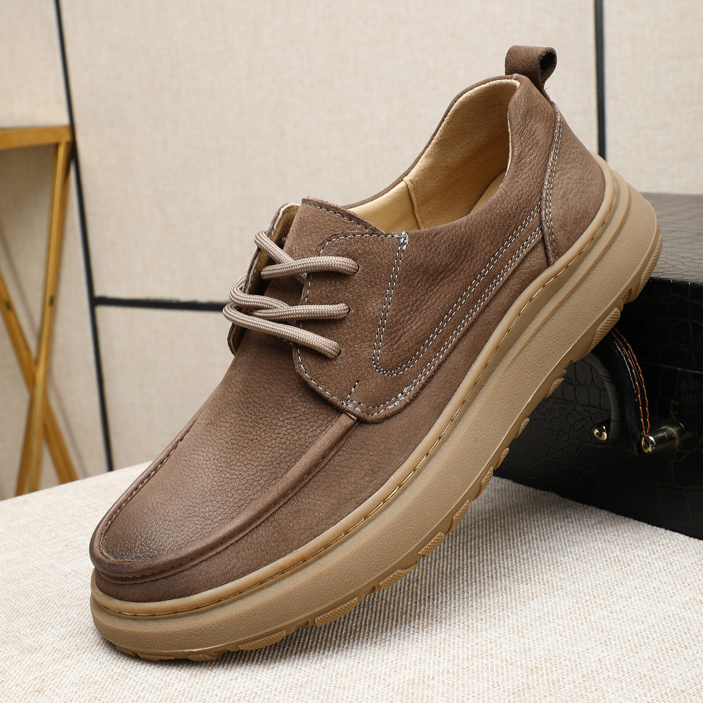 Men's Genuine Cowhide Thick-Sole Casual Leather Shoes