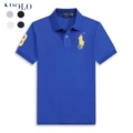Polo shirt-blue big gold label