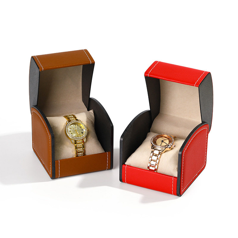 High-grade arched flip watch box wholesale watch packaging box men PU bracelet watch storage box mechanical watch box