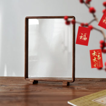 Customized Rounded Corner Mortise and Tenon Frame Display Stand in Black Walnut, Chinese Vintage Style, A4/A3 Acrylic Display Frame, Handmade Solid Wood