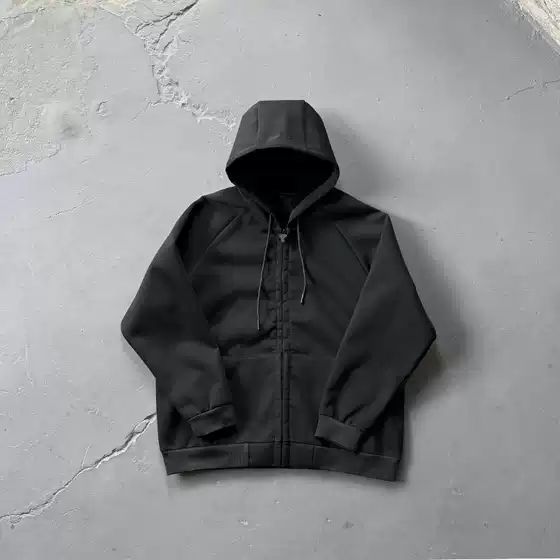 Synaworld Neoprene Hood Black Back Embossed Black Hooded Jacket Men's Trendy Brand Jacket
